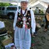 Colorful outfit at the Market celebrating 4th of July parade.